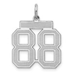 Sterling Silver/Rhodium-plated Satin Number 88 Charm