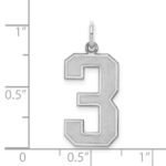 Sterling Silver/Rhodium-plated Satin Number 3 Charm - Image 3