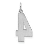 Sterling Silver/Rhodium-plated Satin Number 4 Charm - Image 4