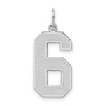 Sterling Silver/Rhodium-plated Satin Number 6 Charm