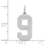 Sterling Silver/Rhodium-plated Satin Number 9 Charm - Image 3