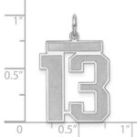 Sterling Silver/Rhodium-plated Satin Number 13 Charm - Image 3