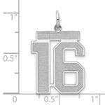 Sterling Silver/Rhodium-plated Satin Number 16 Charm - Image 3
