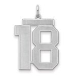 Sterling Silver/Rhodium-plated Satin Number 18 Charm