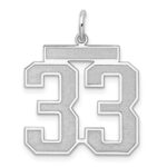 Sterling Silver/Rhodium-plated Satin Number 33 Charm