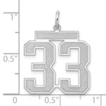 Sterling Silver/Rhodium-plated Satin Number 33 Charm - Image 3