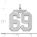 Sterling Silver/Rhodium-plated Satin Number 69 Charm - Image 2