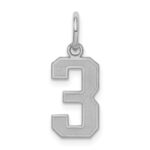 Sterling Silver/Rhodium-plated Satin Number 3 Charm
