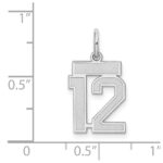 Sterling Silver/Rhodium-plated Satin Number 12 Charm - Image 3