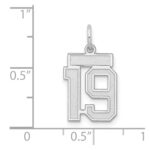Sterling Silver/Rhodium-plated Satin Number 19 Charm - Image 3