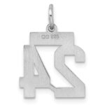 Sterling Silver/Rhodium-plated Satin Number 24 Charm - Image 4