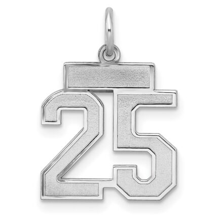 Sterling Silver/Rhodium-plated Satin Number 25 Charm