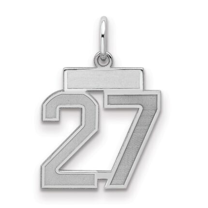 Sterling Silver/Rhodium-plated Satin Number 27 Charm