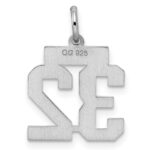 Sterling Silver/Rhodium-plated Satin Number 32 Charm - Image 4