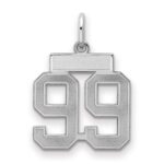 Sterling Silver/Rhodium-plated Satin Number 99 Charm