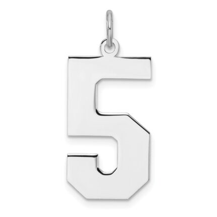 Sterling Silver/Rhodium-plated Polished Number 5 Charm