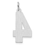 Sterling Silver/Rhodium-plated Satin Number 4 Charm - Image 3