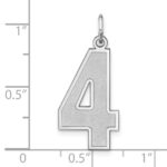 Sterling Silver/Rhodium-plated Satin Number 4 Charm - Image 4