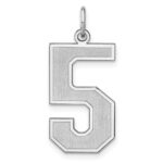 Sterling Silver/Rhodium-plated Satin Number 5 Charm