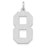 Sterling Silver/Rhodium-plated Satin Number 8 Charm - Image 3