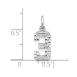 Sterling Silver Rhodium-plated Diamond-cut #3 Charm - Image 3
