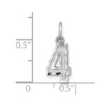 Sterling Silver Rhodium-plated Diamond-cut #4 Charm - Image 3