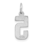 Sterling Silver Rhodium-plated Diamond-cut #5 Charm - Image 3