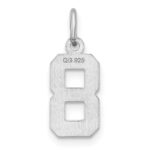 Sterling Silver Rhodium-plated Diamond-cut #8 Charm - Image 3