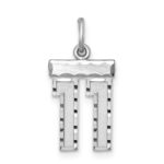 Sterling Silver Rhodium-plated Diamond-cut #11 Charm