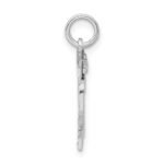 Sterling Silver Rhodium-plated Diamond-cut #12 Charm - Image 2