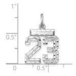 Sterling Silver Rhodium-plated Diamond-cut #23 Charm - Image 3
