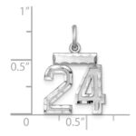 Sterling Silver Rhodium-plated Diamond-cut #24 Charm - Image 3