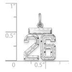 Sterling Silver Rhodium-plated Diamond-cut #26 Charm - Image 3