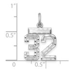 Sterling Silver Rhodium-plated Diamond-cut #32 Charm - Image 3