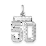 Sterling Silver Rhodium-plated Diamond-cut #50 Charm