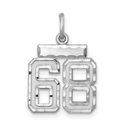 Sterling Silver Rhodium-plated Diamond-cut #68 Charm