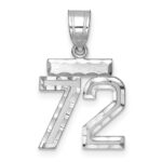 Sterling Silver Rhodium-plated Diamond-cut #72 Charm