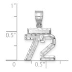 Sterling Silver Rhodium-plated Diamond-cut #72 Charm - Image 3