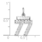Sterling Silver Rhodium-plated Diamond-cut #77 Charm - Image 3