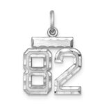 Sterling Silver Rhodium-plated Diamond-cut #82 Charm