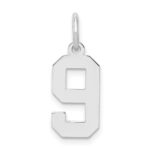 Sterling Silver/Rhodium-plated Polished Number 9 Charm