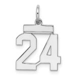 Sterling Silver/Rhodium-plated Polished Number 24 Charm