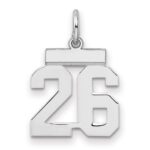 Sterling Silver/Rhodium-plated Polished Number 26 Charm
