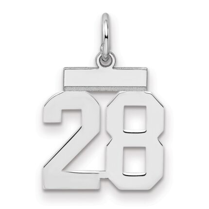 Sterling Silver/Rhodium-plated Polished Number 28 Charm