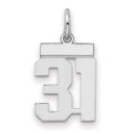 Sterling Silver/Rhodium-plated Polished Number 31 Charm