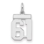 Sterling Silver/Rhodium-plated Polished Number 61 Charm