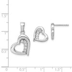 Sterling Silver Rhodium-plated CZ Heart Earring and Pendant Set - Image 5