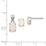 Sterling Silver Rhod-plate Oval Created Opal Pendant/Earrings Set - Image 4