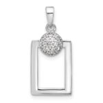 Sterling Silver RH-plated Micro Pave CZ Rectangle Earrings and Pendant Set - Image 4