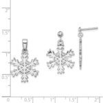 Sterling Silver Rhodium-plated Snowflake Earrings and Pendant Set - Image 5